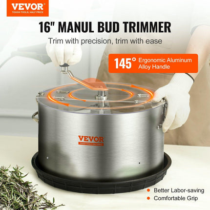 Bud Leaf Trimmer, 39.5cm Stainless Steel Manual Bud Trimmer Machine, with Clear PET Cover for Visual Cutting, Hand Pruners Included, for Cutting Leaves, Buds, Flowers, Hydroponic Plants.