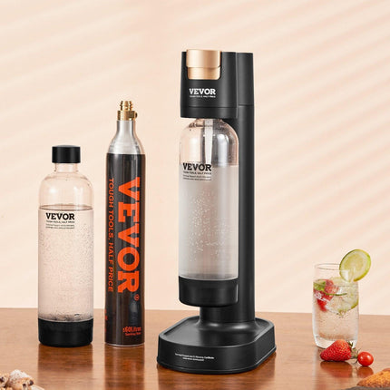 Sparkling Water Maker, Soda Maker Machine for Home Carbonating, Seltzer Water Starter Kit with 2 BPA-free 1L PET Bottles, CO2 Cylinder, Compatible with Mainstream Screw-in 60L CO2 Cylinder.