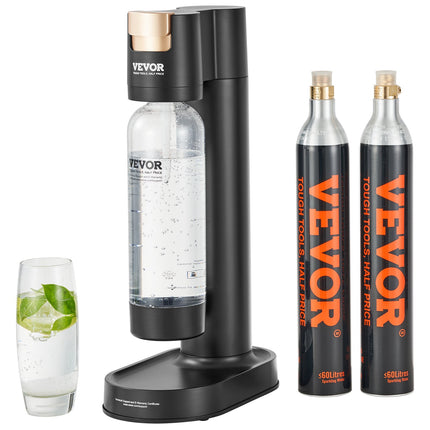 Sparkling Water Maker, Soda Maker Machine for Home Carbonating, Seltzer Water Starter Kit with BPA-free 1L PET Bottle, 2 CO2 Cylinders, Compatible with Mainstream Screw-in 60L CO2 Cylinder.