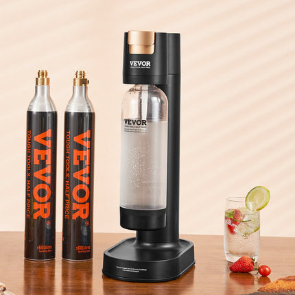 Sparkling Water Maker, Soda Maker Machine for Home Carbonating, Seltzer Water Starter Kit with BPA-free 1L PET Bottle, 2 CO2 Cylinders, Compatible with Mainstream Screw-in 60L CO2 Cylinder.