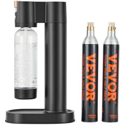 Sparkling Water Maker, Soda Maker Machine for Home Carbonating, Seltzer Water Starter Kit with BPA-free 1L PET Bottle, 2 CO2 Cylinders, Compatible with Mainstream Screw-in 60L CO2 Cylinder.