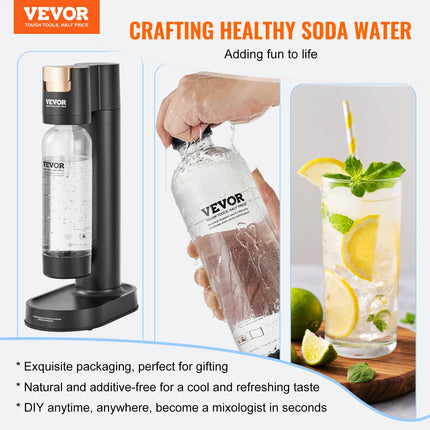 Sparkling Water Maker, Soda Maker Machine for Home Carbonating, Seltzer Water Starter Kit with BPA-free 1L PET Bottle, CO2 Cylinder, Compatible with Mainstream Screw-in 60L CO2 Cylinder.