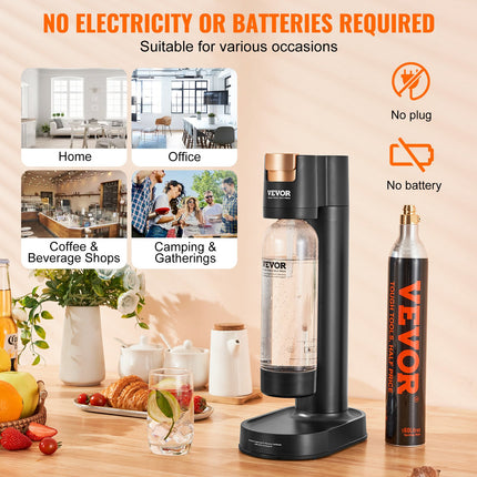 Sparkling Water Maker, Soda Maker Machine for Home Carbonating, Seltzer Water Starter Kit with BPA-free 1L PET Bottle, CO2 Cylinder, Compatible with Mainstream Screw-in 60L CO2 Cylinder.