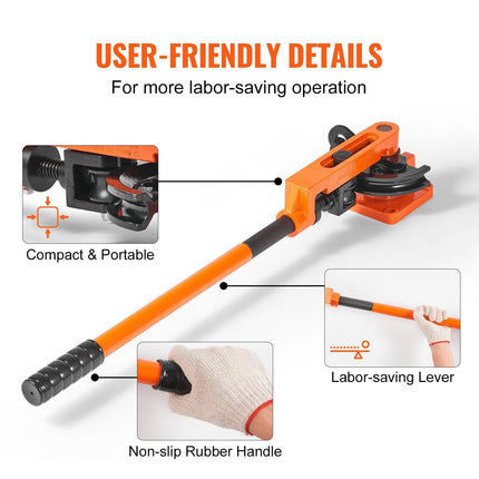 VEVOR Pipe Tube Bender, 3/8" to 1" OD Manual Pipe Tube Bender with 7 Bending Dies, 180° Copper Aluminum Pipes Bending Tools for HVAC Air Conditioning Refrigerator Auto Repair.
