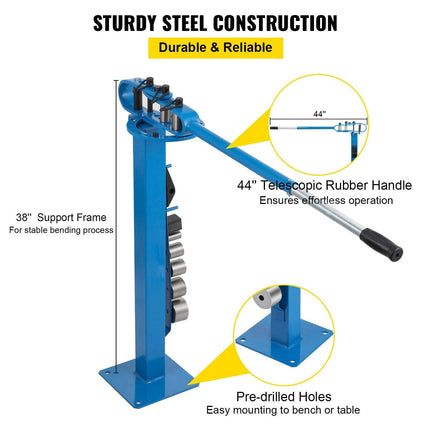 YP-38 Metal Bender 1"-3" Flat Bar Square Rod Bending 7 Dies w/ Floor Stand.
