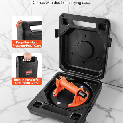 VEVOR Vacuum Suction Cup, 203 mm Vacuum Glass Lifter with ABS Handle, 180 kg Max Lifting Capacity Tile Suction Cup Tool with Carrying Case for Lifting Large Tile, Granite, Drywall, Windows (1-Pack).