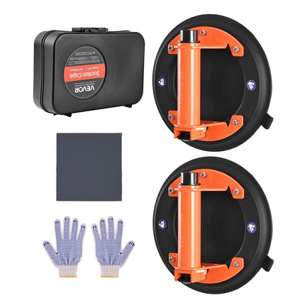 Vacuum Suction Cup, 203 mm Vacuum Glass Lifter with Metal Handle, 195 kg Max Lifting Capacity Tile Suction Cup Tool with Carrying Case for Lifting Large Tile, Granite, Drywall, Windows (2-Pack).