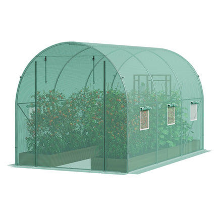 Walk-in Tunnel Greenhouse 11.32x6.4x6.3ft Galvanized Frame PE Cover Green.