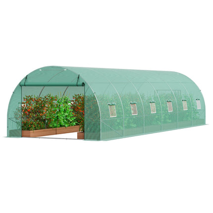 Walk-in Tunnel Greenhouse 29.2x9.7x6.5ft Galvanized Frame PE Cover Green.