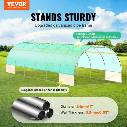 Walk-in Tunnel Greenhouse 29.2x9.7x6.5ft Galvanized Frame PE Cover Green.