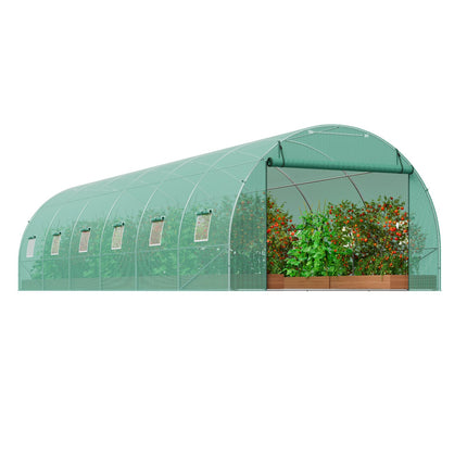 Walk-in Tunnel Greenhouse 29.2x9.7x6.5ft Galvanized Frame PE Cover Green.