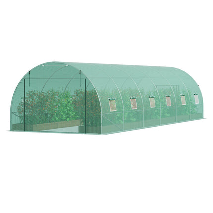 Walk-in Tunnel Greenhouse 29.2x9.7x6.5ft Galvanized Frame PE Cover Green.