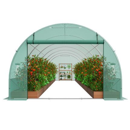 Walk-in Tunnel Greenhouse 29.2x9.7x6.5ft Galvanized Frame PE Cover Green.