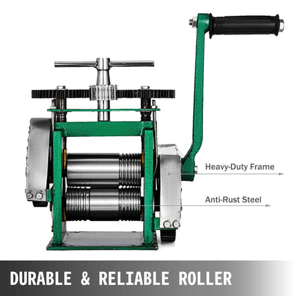 Combination Rolling Mill Machine Roller Width: 120 mm, Roller Diameter: 55 mm Rolling Mill Jewellery 85mm Roller Width Flat Rolling Manual Jewelry Press Tabletting Tool Jewelry DIY Tools.