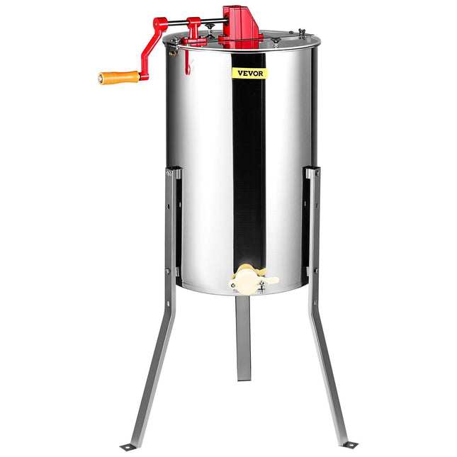 Manual Honey Extractor, 2/4 Frames Honey Spinner Extractor, Stainless Steel Beekeeping Extraction, Honeycomb Drum Spinner with Lid, Apiary Centrifuge Equipment with Height Adjustable Stand.