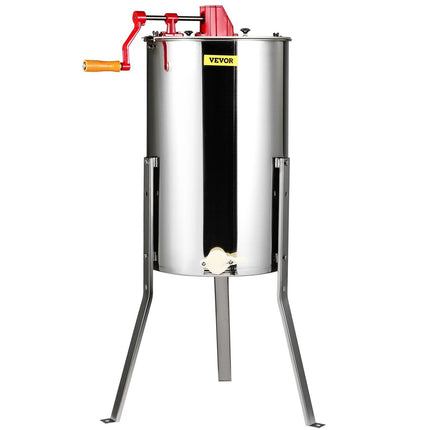 Manual Honey Extractor, 3 Frames Honey Spinner Extractor, Stainless Steel Beekeeping Extraction, Honeycomb Drum Spinner with Lid, Apiary Centrifuge Equipment with Height Adjustable Stand.