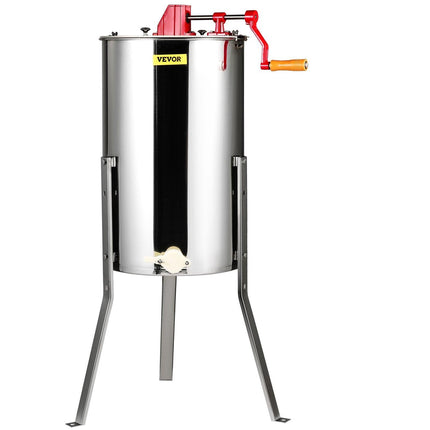 Manual Honey Extractor, 3 Frames Honey Spinner Extractor, Stainless Steel Beekeeping Extraction, Honeycomb Drum Spinner with Lid, Apiary Centrifuge Equipment with Height Adjustable Stand.