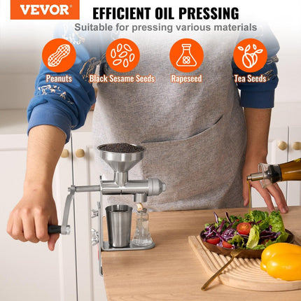Manual Oil Press Machine, Stainless Steel Oil Extractor Machine, Detachable Oil Presser for Effortless Cleaning, Household Oil Expeller for Pressing Peanuts, Sesame Seeds, Rapeseed, Tea Seeds.