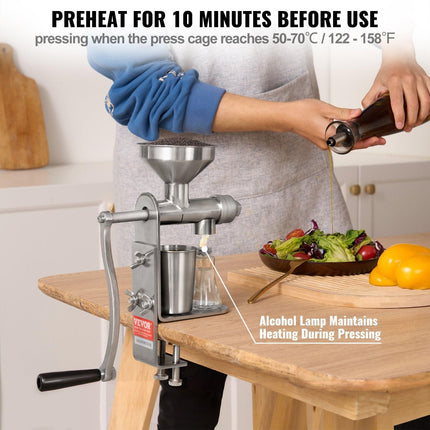 Manual Oil Press Machine, Stainless Steel Oil Extractor Machine, Detachable Oil Presser for Effortless Cleaning, Household Oil Expeller for Pressing Peanuts, Sesame Seeds, Rapeseed, Tea Seeds.