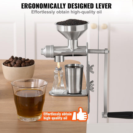 Manual Oil Press Machine, Stainless Steel Oil Extractor Machine, Detachable Oil Presser for Effortless Cleaning, Household Oil Expeller for Pressing Peanuts, Sesame Seeds, Rapeseed, Tea Seeds.