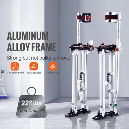 Drywall Stilts, 24''-40'' Adjustable Aluminum Tool Stilts with Protective Knee Pads, Durable and Non-Slip Work Stilts for Sheetrock Painting, Walking, Taping, Silver.