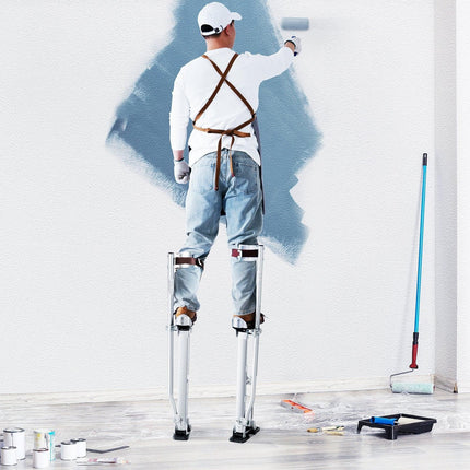 Drywall Stilts, 24''-40'' Adjustable Aluminum Tool Stilts with Protective Knee Pads, Durable and Non-Slip Work Stilts for Sheetrock Painting, Walking, Taping, Silver.