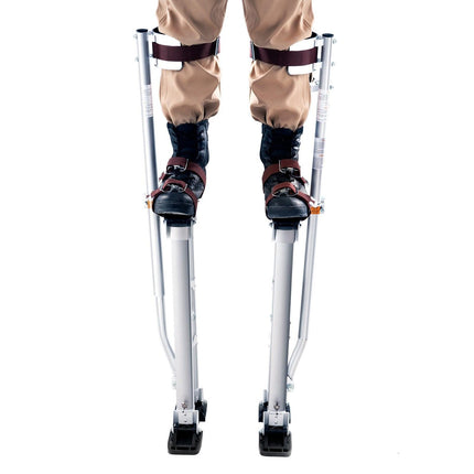 Drywall Stilts, 24''-40'' Adjustable Aluminum Tool Stilts with Protective Knee Pads, Durable and Non-Slip Work Stilts for Sheetrock Painting, Walking, Taping, Silver.