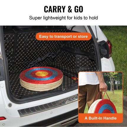 Archery Target, 5 Layers 20" Arrow Target, Traditional Solid Straw Round Archery Target Shooting Bow, Hand-Made Arrows Target, Coloured Rope Target for Backyard Outdoor Hunting Shooting Practice.