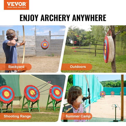 Archery Target, 5 Layers 20" Arrow Target, Traditional Solid Straw Round Archery Target Shooting Bow, Hand-Made Arrows Target, Coloured Rope Target for Backyard Outdoor Hunting Shooting Practice.