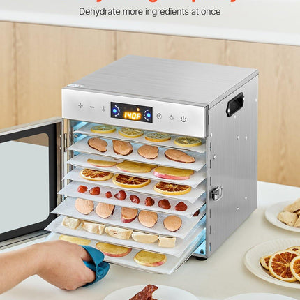 Food Dehydrator Machine, 8 Stainless Steel Trays, 400W Electric Food Dryer with Adjustable Temperature & 24-Hour Timer, Freeze Dryer for Jerky, Meat, Fruit, Vegetables, Herbs, Dog Treats.