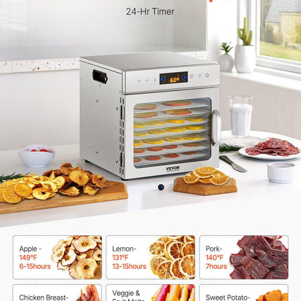 Food Dehydrator Machine, 8 Stainless Steel Trays, 400W Electric Food Dryer with Adjustable Temperature & 24-Hour Timer, Freeze Dryer for Jerky, Meat, Fruit, Vegetables, Herbs, Dog Treats.