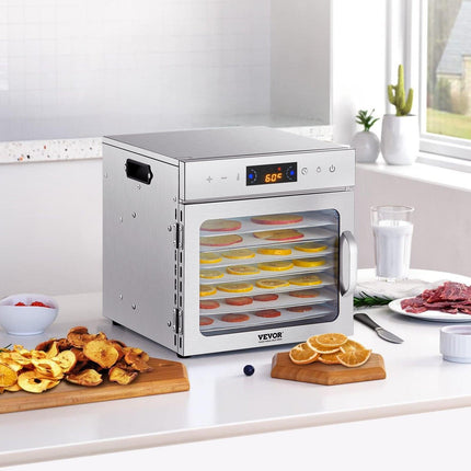 Food Dehydrator Machine, 8 Stainless Steel Trays, 400W Electric Food Dryer with Adjustable Temperature & 24-Hour Timer, Freeze Dryer for Jerky, Meat, Fruit, Vegetables, Herbs, Dog Treats.