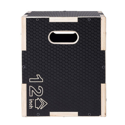 3 in 1 Plyometric Jump Box, 16/14/12 Inch Wooden Plyo Box, Platform & Jumping Agility Box, Anti-Slip Fitness Exercise Step Up Box for Home Gym Training, Conditioning Strength Training, Black.