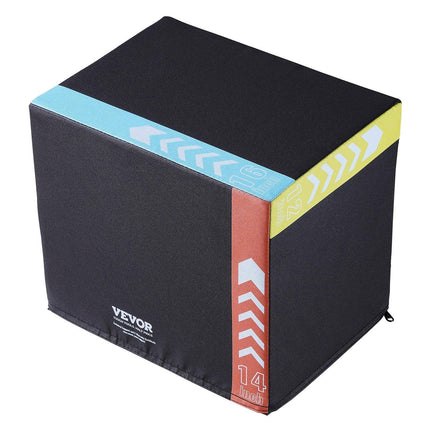 3 in 1 Plyometric Jump Box, 16/14/12 Inch Cotton Plyo Box, Platform & Jumping Agility Box, Anti-Slip Fitness Exercise Step Up Box for Home Gym Training, Conditioning Strength Training, Black.