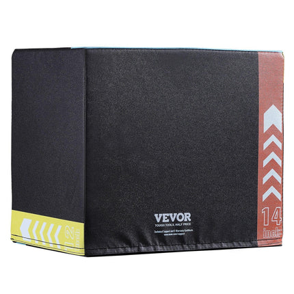 3 in 1 Plyometric Jump Box, 16/14/12 Inch Cotton Plyo Box, Platform & Jumping Agility Box, Anti-Slip Fitness Exercise Step Up Box for Home Gym Training, Conditioning Strength Training, Black.