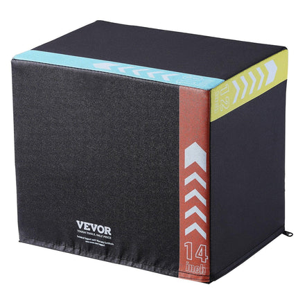 3 in 1 Plyometric Jump Box, 16/14/12 Inch Cotton Plyo Box, Platform & Jumping Agility Box, Anti-Slip Fitness Exercise Step Up Box for Home Gym Training, Conditioning Strength Training, Black.