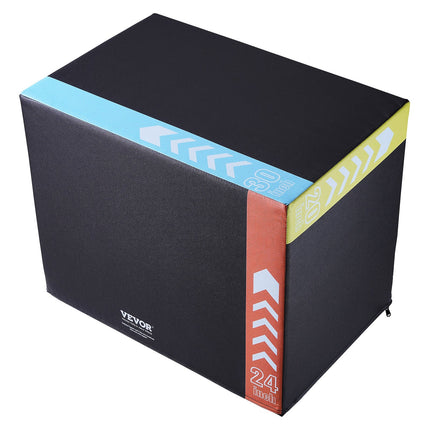 3 in 1 Plyometric Jump Box, 30/24/20 Inch Foam Plyo Box, Platform & Jumping Agility Box, Anti-Slip Fitness Exercise Step Up Box for Home Gym Training, Conditioning Strength Training, Black.