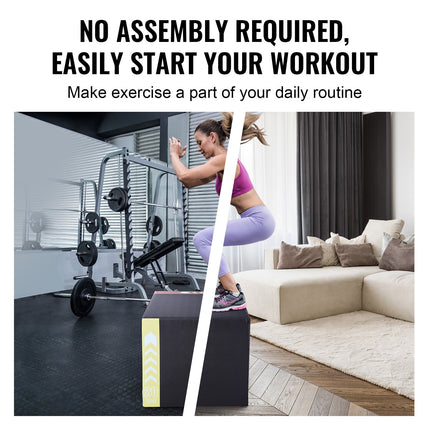 3 in 1 Plyometric Jump Box, 30/24/20 Inch Foam Plyo Box, Platform & Jumping Agility Box, Anti-Slip Fitness Exercise Step Up Box for Home Gym Training, Conditioning Strength Training, Black.