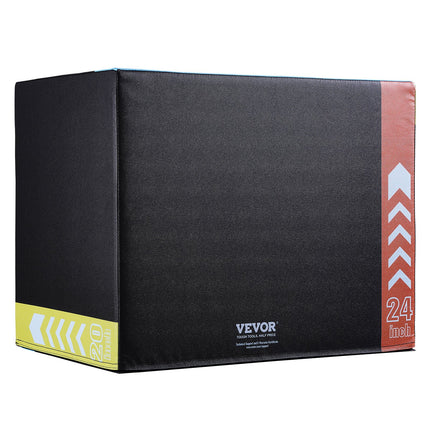 3 in 1 Plyometric Jump Box, 30/24/20 Inch Foam Plyo Box, Platform & Jumping Agility Box, Anti-Slip Fitness Exercise Step Up Box for Home Gym Training, Conditioning Strength Training, Black.