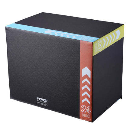 3 in 1 Plyometric Jump Box, 30/24/20 Inch Foam Plyo Box, Platform & Jumping Agility Box, Anti-Slip Fitness Exercise Step Up Box for Home Gym Training, Conditioning Strength Training, Black.