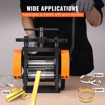 Rolling Mill, 1.77"/45 mm Jewelry Rolling Mill Machine, 1: 2.4 Gear Ratio, 3-in-1 Multi-function Rolling Mill, 0-6 mm Press Thickness for Metal Jewelry Making Sheet Square Wire Semicircle.