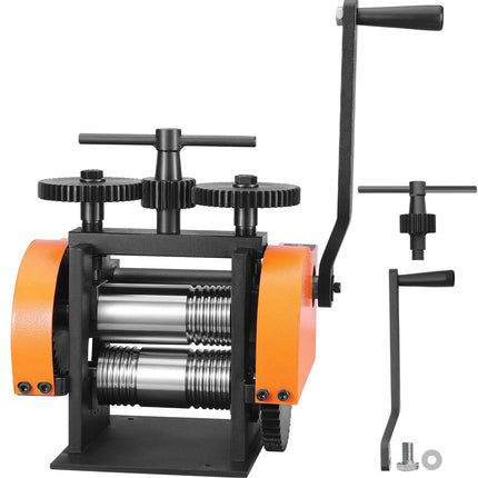 Rolling Mill, 1.77"/45 mm Jewelry Rolling Mill Machine, 1: 2.4 Gear Ratio, 3-in-1 Multi-function Rolling Mill, 0-6 mm Press Thickness for Metal Jewelry Making Sheet Square Wire Semicircle.