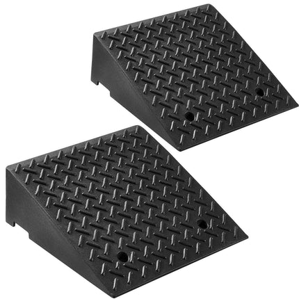 Driveway Curb Ramp, 3.175 Tons Load Capacity, 17.8 cm Rise Height Heavy Duty Curbside Bridge Ramp with Drainage Tank for Wheelchairs, Strollers, Motorcycles, Cars, Lawn Mowers & Trailers, 2 Pack.