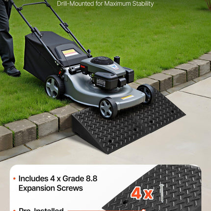 Driveway Curb Ramp, 3.175 Tons Load Capacity, 17.8 cm Rise Height Heavy Duty Curbside Bridge Ramp with Drainage Tank for Wheelchairs, Strollers, Motorcycles, Cars, Lawn Mowers & Trailers, 2 Pack.