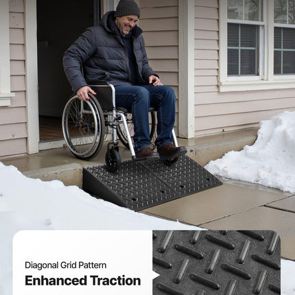 Driveway Curb Ramp, 3.175 Tons Load Capacity, 17.8 cm Rise Height Heavy Duty Curbside Bridge Ramp with Drainage Tank for Wheelchairs, Strollers, Motorcycles, Cars, Lawn Mowers & Trailers, 2 Pack.