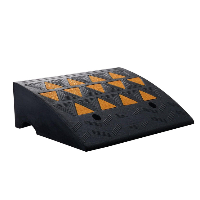Rubber Curb Ramp 15.2 cm Rise Height Sidewalk Curb Ramp, 37 cm Width 49.1 cm Length Driveway Ramp for Curb, 15T Heavy Duty Rubber Ramp for Forklifts, Trucks, Buses, Cars, Wheelchairs, Bikes.