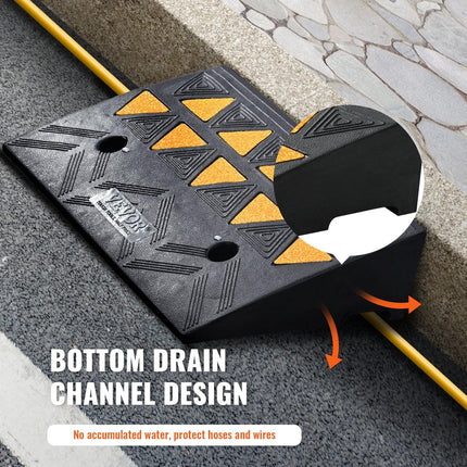 Rubber Curb Ramp 10.8 cm Rise Height Sidewalk Curb Ramp, 30 cm Width 50 cm Length Driveway Ramp for Curb, 15T Heavy Duty Rubber Ramp for Forklifts, Trucks, Buses, Cars, Wheelchairs, Bikes.