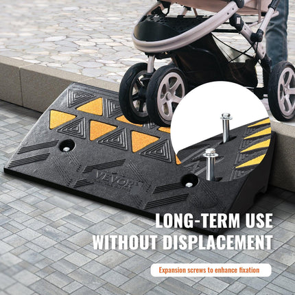 Rubber Curb Ramp 10.8 cm Rise Height Sidewalk Curb Ramp, 30 cm Width 50 cm Length Driveway Ramp for Curb, 15T Heavy Duty Rubber Ramp for Forklifts, Trucks, Buses, Cars, Wheelchairs, Bikes.