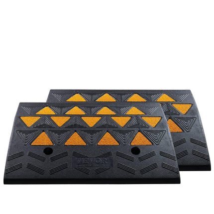 Rubber Curb Ramp 2 Pack, 15.2 cm Rise Height Heavy-Duty 15 tons Load Capacity Threshold Ramps, Driveway Ramps with Stable Grid Structure for Cars, Wheelchairs, Bikes, Motorcycles.