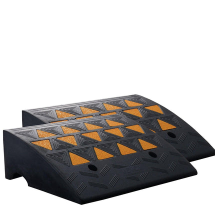 Rubber Curb Ramp 2 Pack, 15.2 cm Rise Height Heavy-Duty 15 tons Load Capacity Threshold Ramps, Driveway Ramps with Stable Grid Structure for Cars, Wheelchairs, Bikes, Motorcycles.